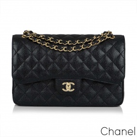 Chanel Black Caviar Jumbo Classic Single Flap Bag